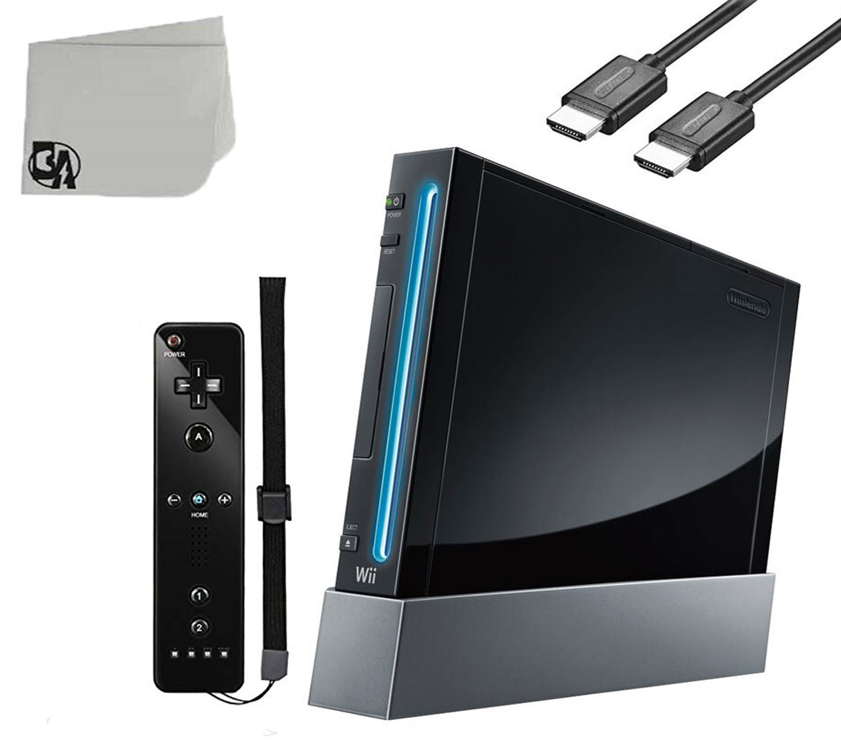 Immerse Yourself in Gaming Wii Console Black With Wii Remote Controller, Wireless Gamepad, Silicone Case Black HDMI Cable BOLT AXTION Bundle Like New