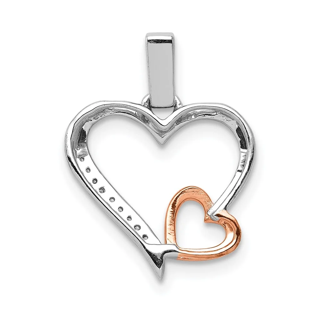 14k White and Rose Gold 1/20ct. Diamond Double Hearts Pendant Q-PM4905-005-WRA