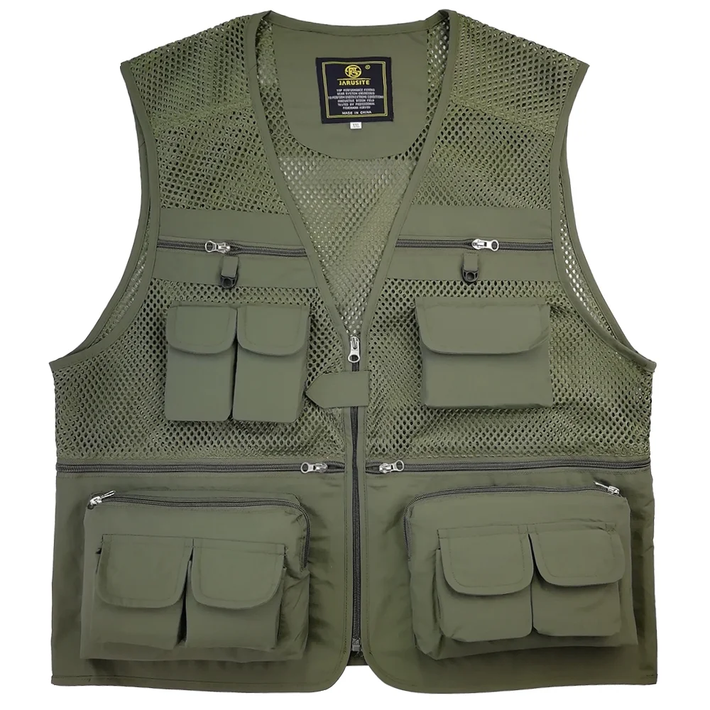Breathable Fishing Travel Mesh Vest with Zipper Pockets Summer Work Vest for Outdoor Activities