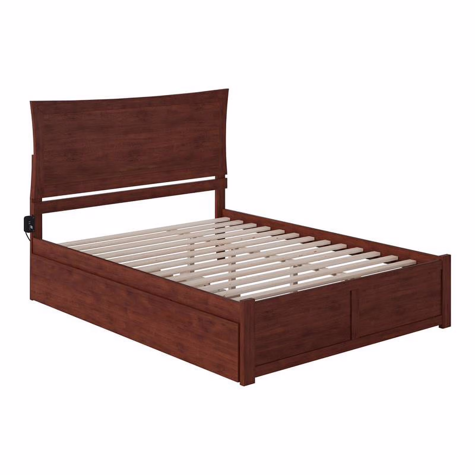 Bowery Hill Wood Queen Bed with Footboard/Trundle in Walnut
