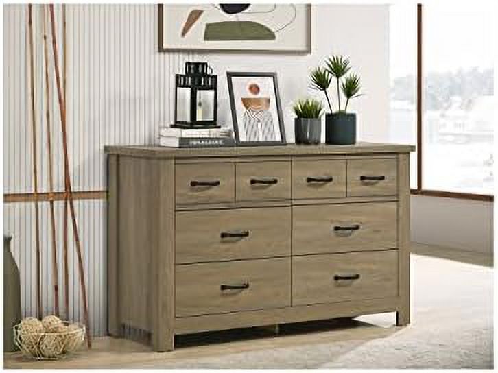 Finn Coffee Gray Oak Finish Dresser With 6 Drawers And Black Handles