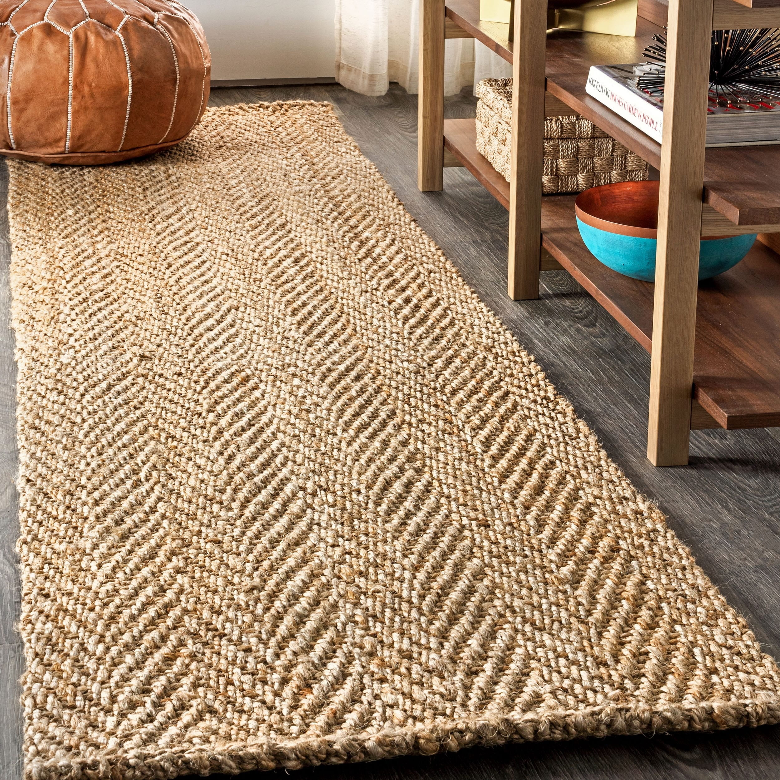 JONATHAN Y JONATHAN  Y Estera Hand Woven Herringbone Chunky Jute Area Rug 2 X 8