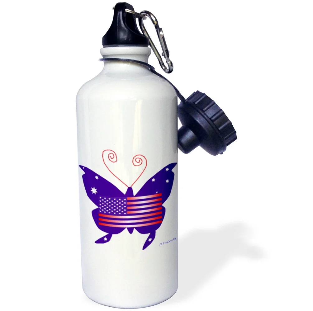 3dRose American Butterfly I   , Sports Water Bottle, 21oz