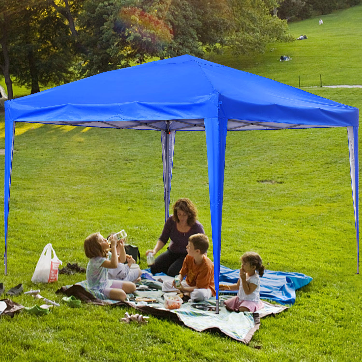 Ainfox 10 x 10 ft Pop up Outdoor Canopy Tent Folding Instant Frame Gazebo Tent（Blue）
