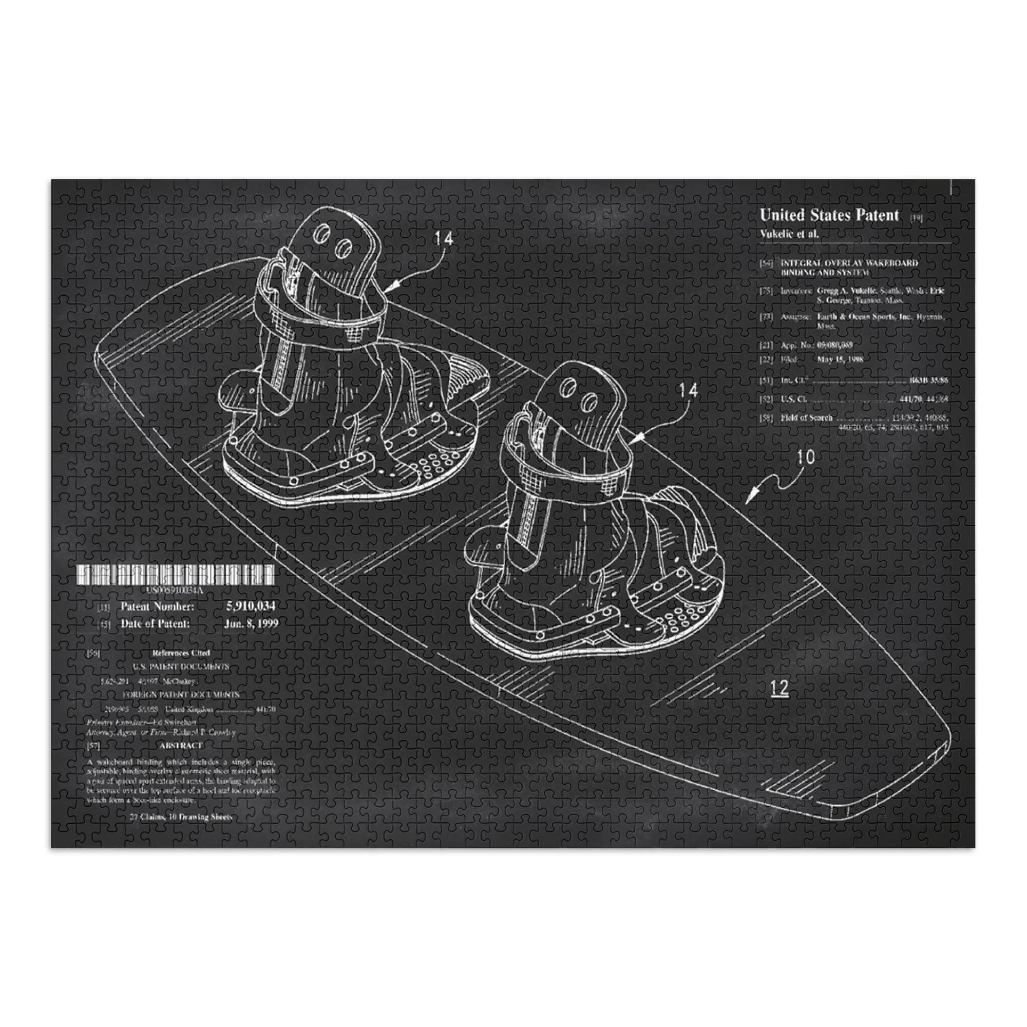 Blackboard Patent, Wakeboard (1000 Piece Puzzle, Size 19x27, Challenging Jigsaw Puzzle for Adults and Family, Made in USA)