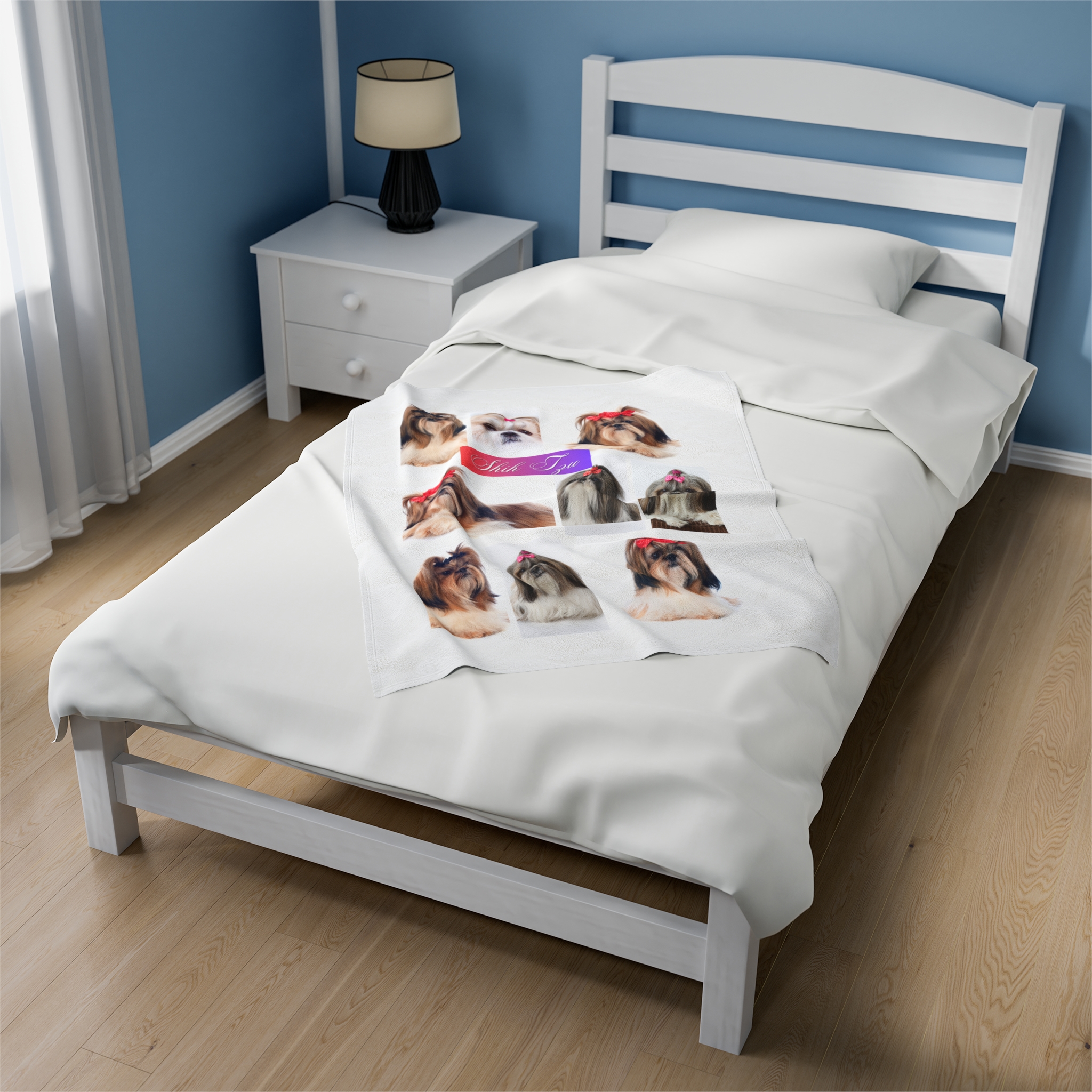 Shih-Tzu Custom Photo Blanket Personalized Dog Gift 30x40 50x60 60x80