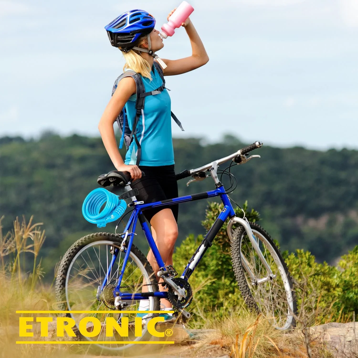 Etronic Bike Lock M6, Cable Lock 6 Feet Long Coiled Security Resettable Combo Combination Lock Bicycle Lock with Mounting Bracket