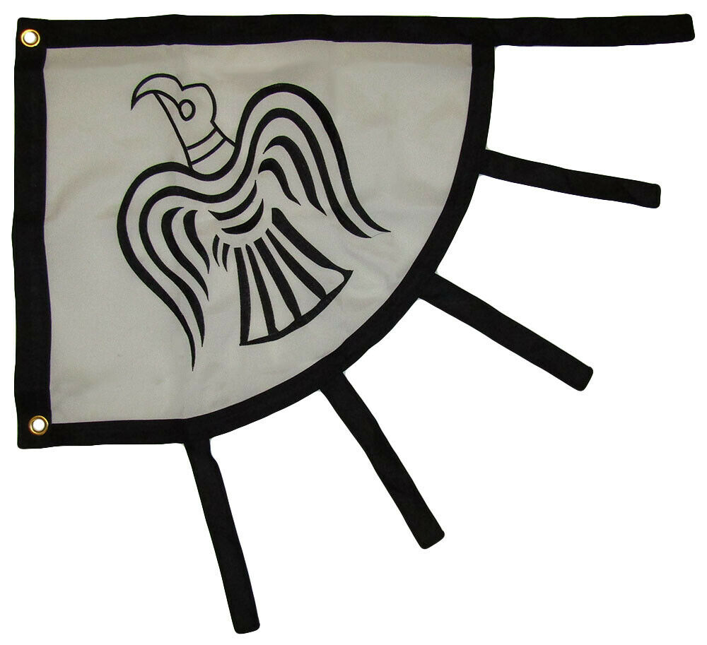 3x4 Embroidered Viking Raven White Black Heavy Duty 600D 2 Ply Nylon Flag 3'x4'