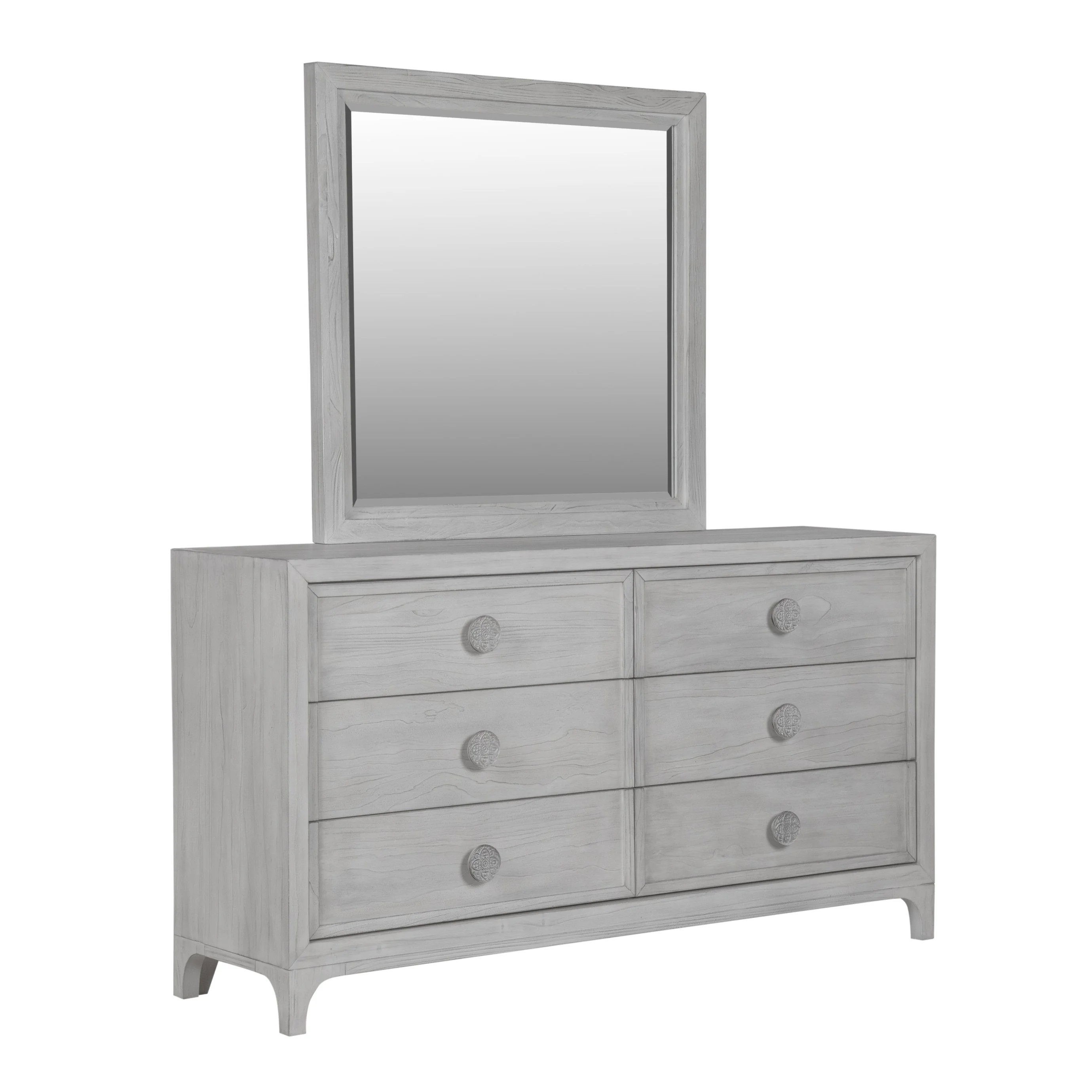 Modus Boho Chic 4 PC Queen Bedroom Set in Washed White