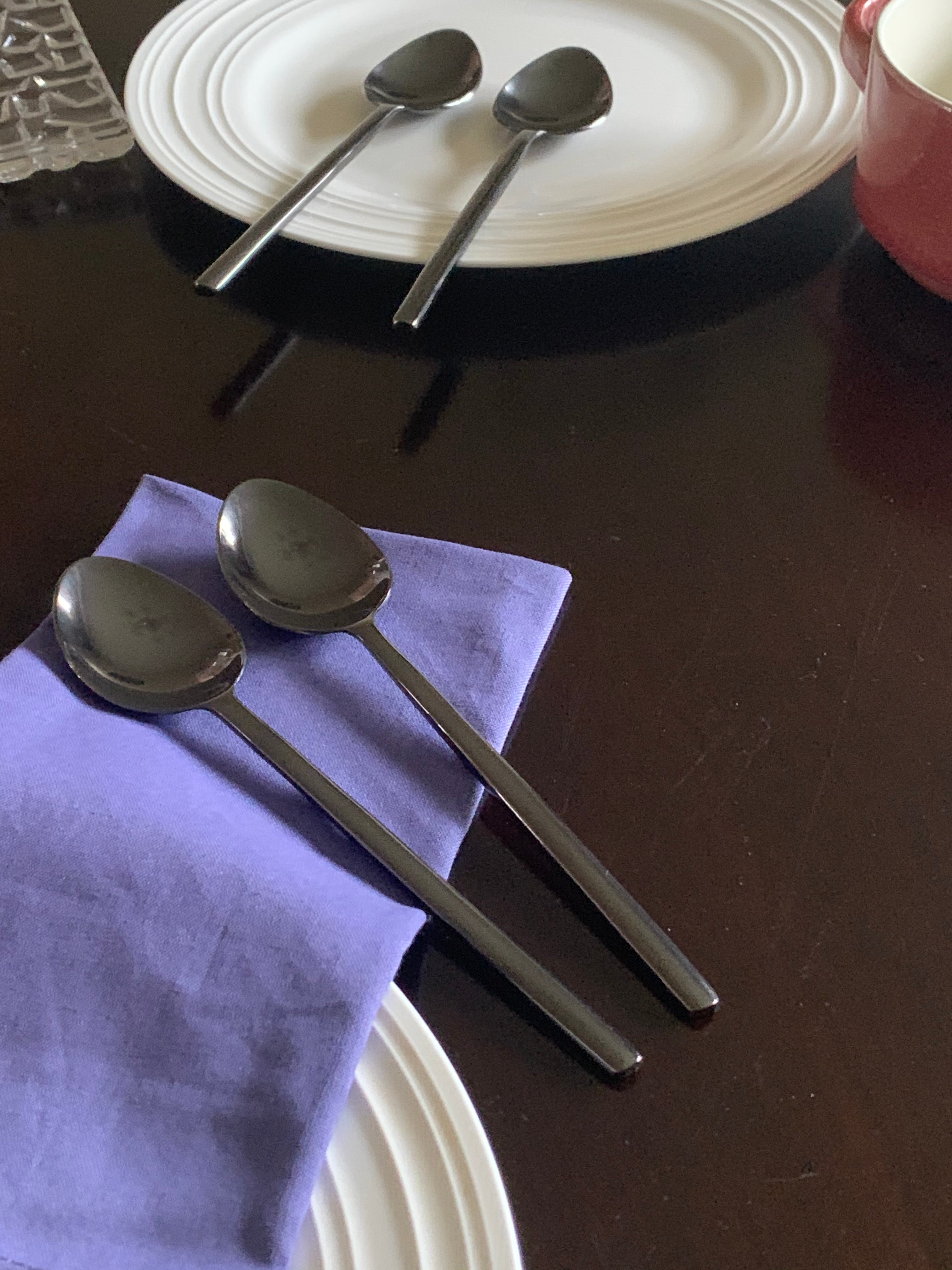 VIBHSA, Stainless Steel Black Table Spoon Flatware set of 4