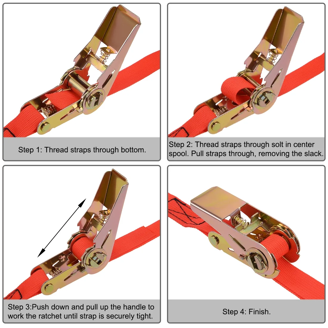 Uxcell 1.5M x 25mm up to 250Kg Ratchet Tie Down Strap, Red