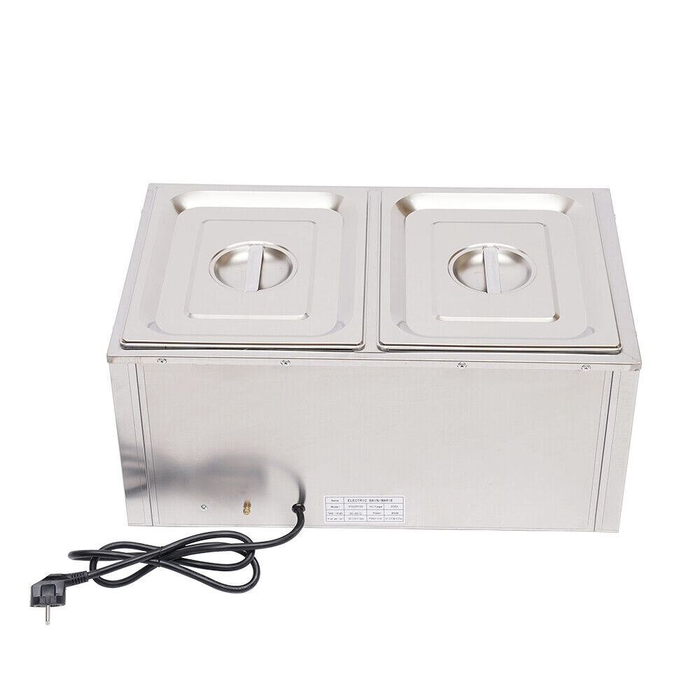 Fichiouy Food Warmer Steam Countertop Steamer Food Warming with 2 Pots & 2 Lids Food Holder 850W