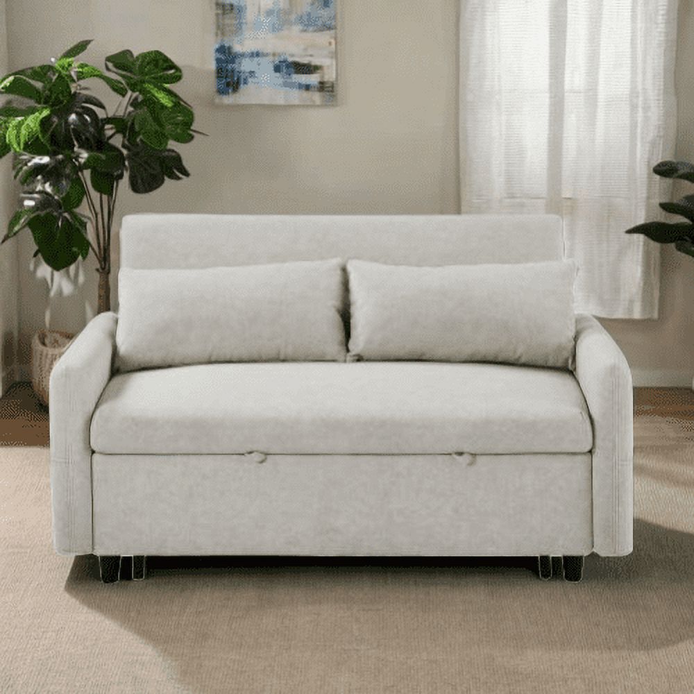 Versatile Pull-Out Sofa Bed Loveseat with Adjustable Backrest, Storage Pockets, and 2 Comfort Pillows,Couch Bed Suitable for Living Room, Bedroom, Apartment,Office