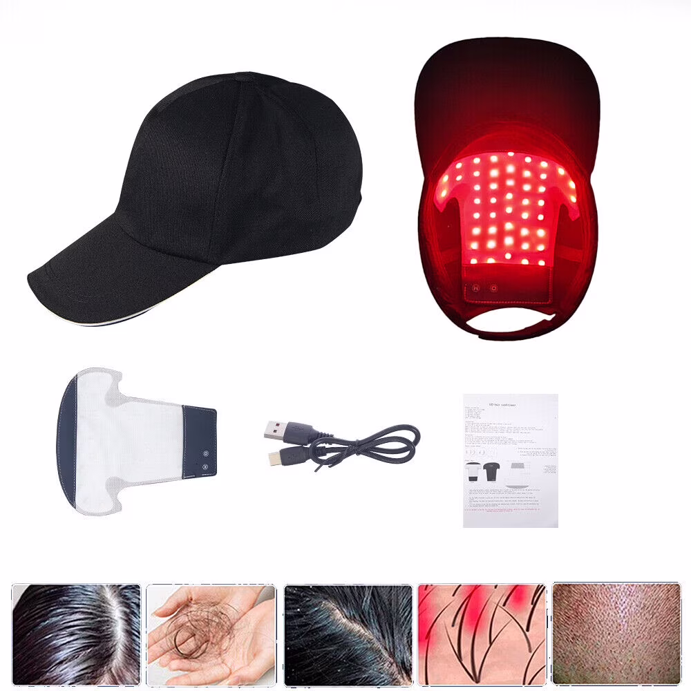 Professional Anti-Hair Loss Hair Care Hat with Blue & Red Light - Fast Regrowth, 48 LED