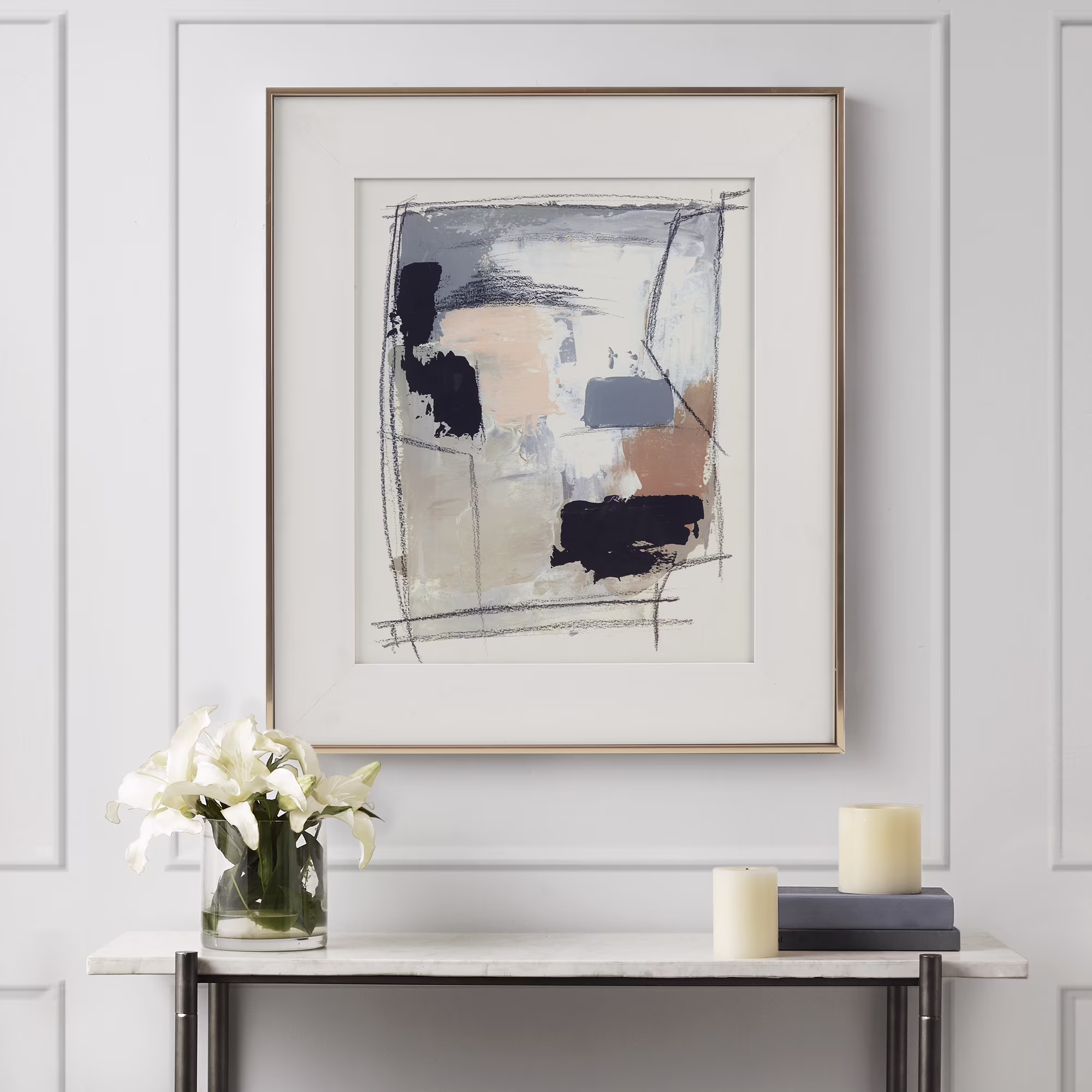 Madison Park Abstract Reveal Framed Glass and Gallery Matted Wall Art, 27.8