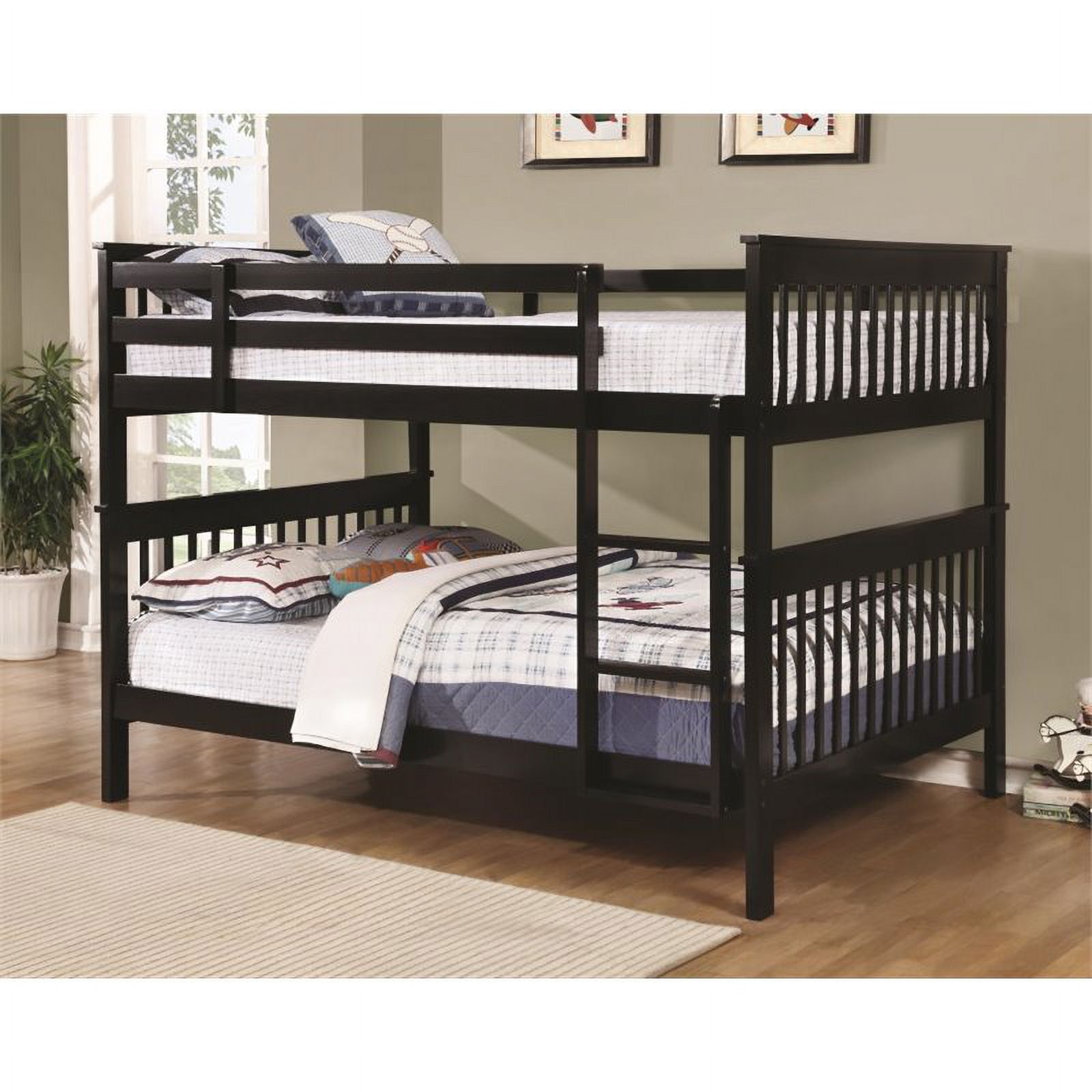 Kingfisher Lane Transitional Full Over Full Wood Bunk Bed in Black