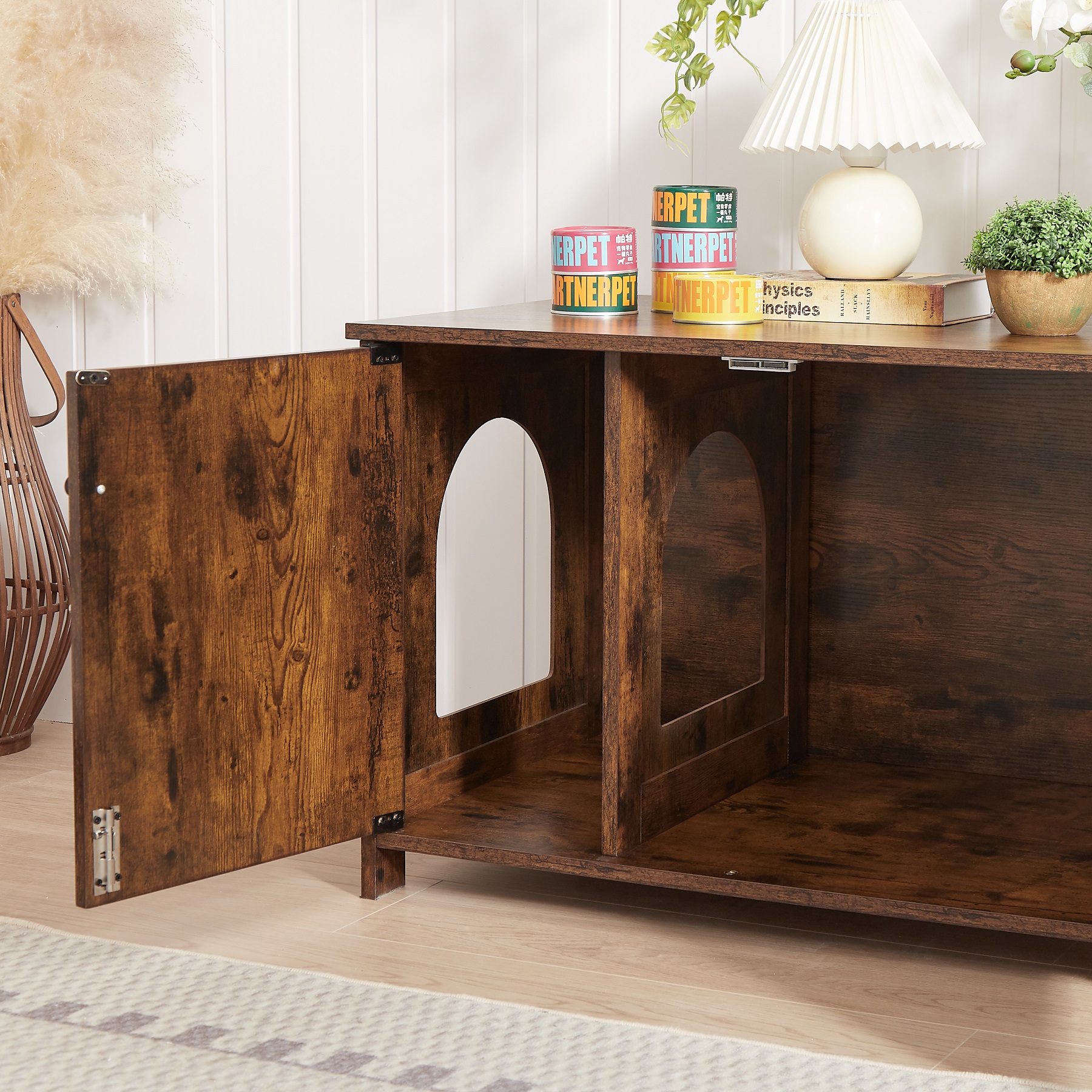 Cat Litter Box House Hidden Cabinet Extra Large Enclosure Furniture Covered Bed.