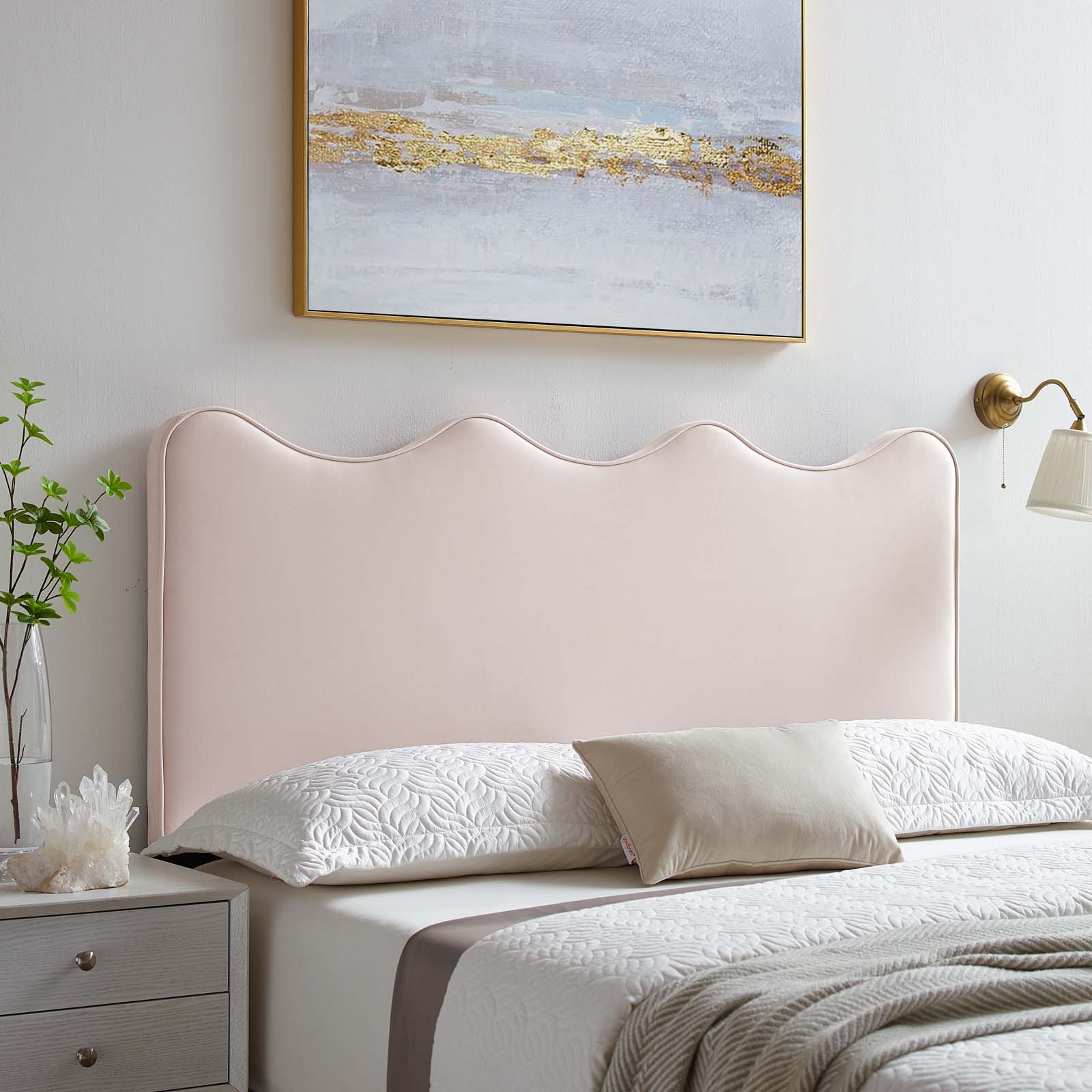 Headboard, Twin Size, Velvet, Pink, Modern Contemporary Urban Design, Bedroom Master Guest Suite