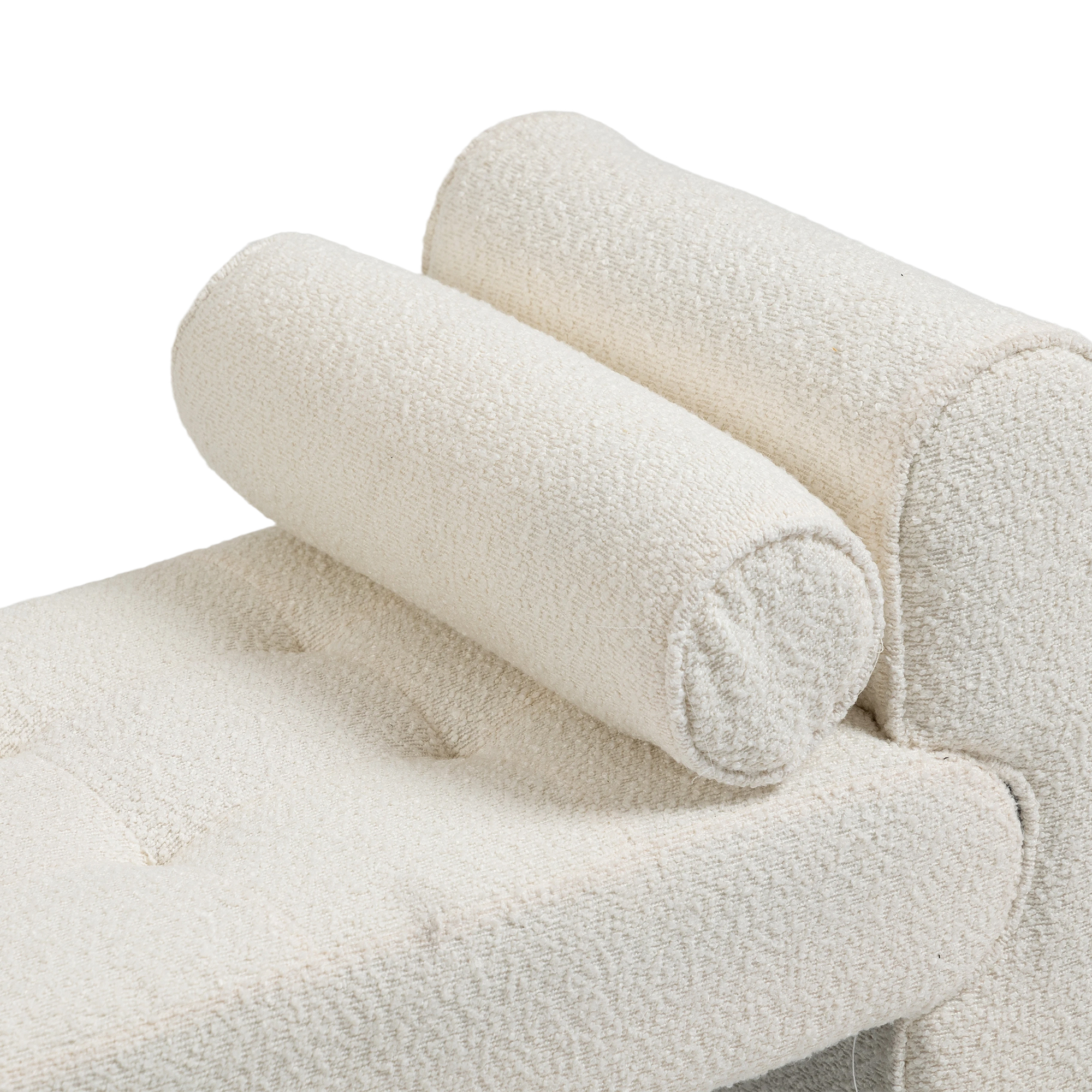 Modern Boucle Upholstered Ottoman Bench, Mid Century Bed Stool, End of Bed, Living Room, Hallway - 1 Pack