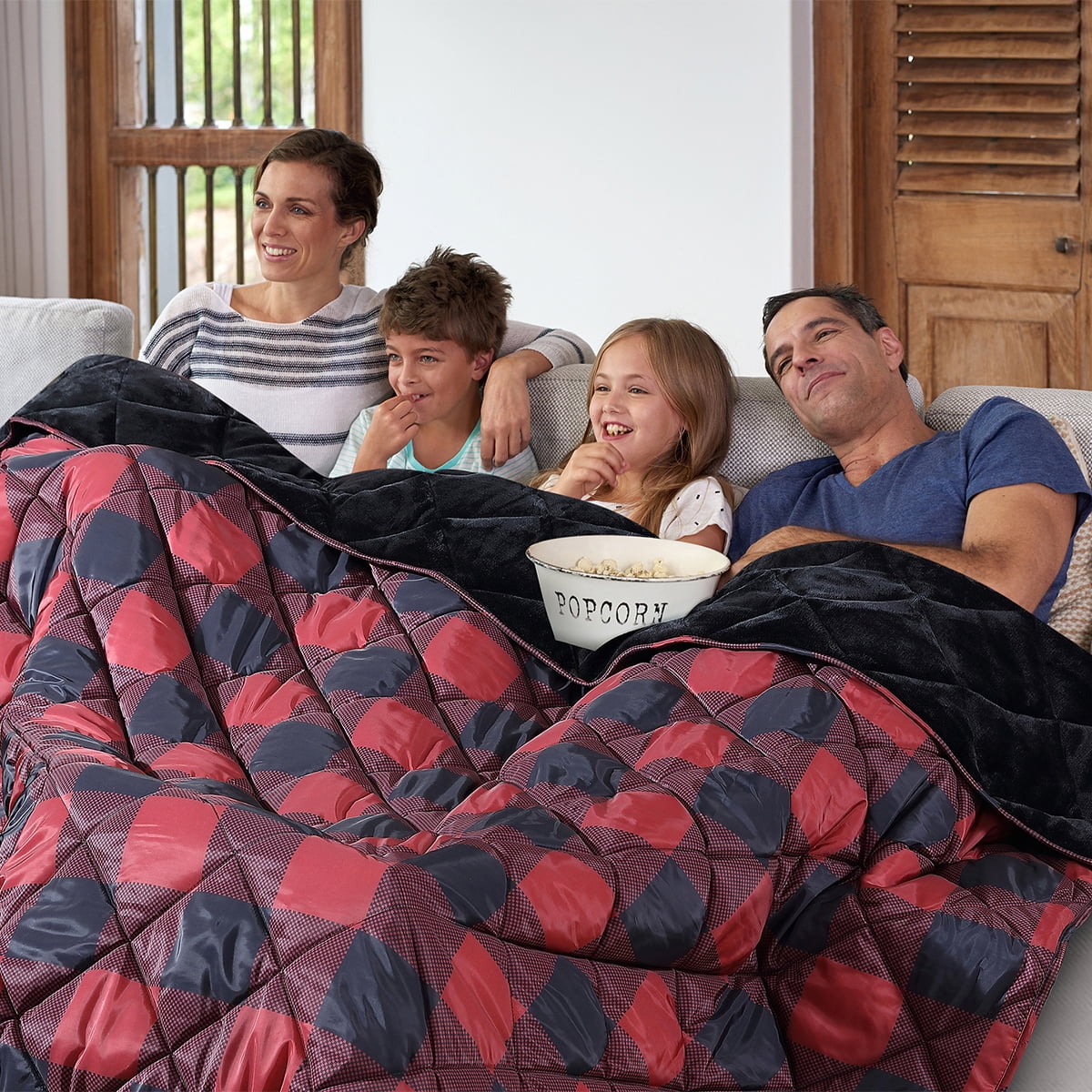 Coleman Outdoor and Indoor Red and Black Blanket for All Age, Cozy, Warm, Water Repellent, Eazy Care