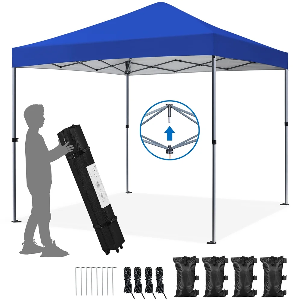 Yaheetech 8x8ft Pop-up Canopy with with One-Push-To-Lock Setup Mechanism, Blue