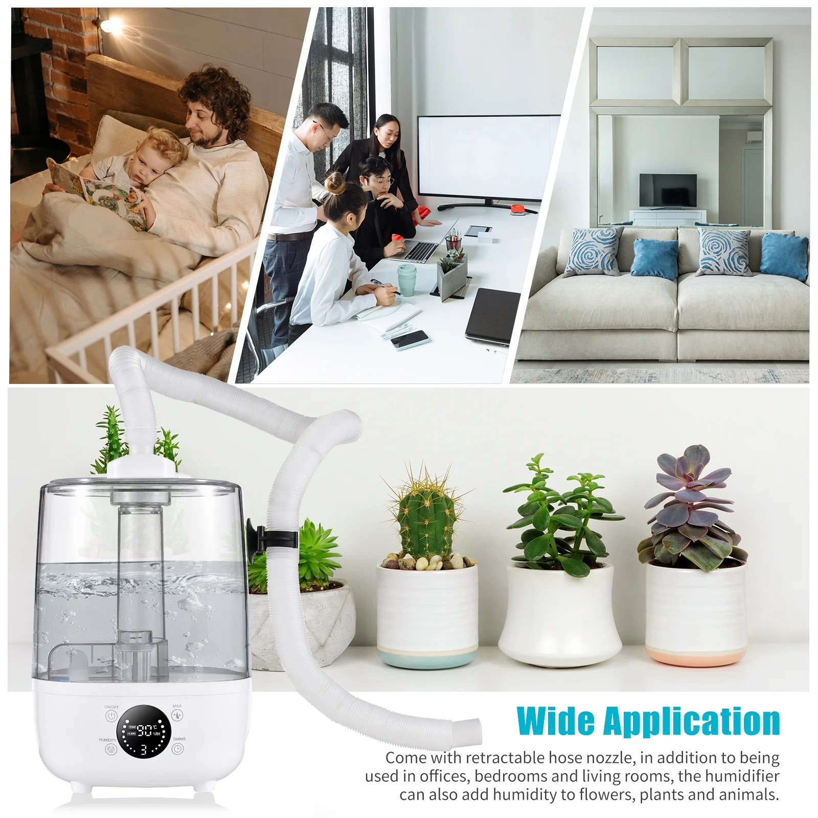 ametoys Irishom 4L Humidifiers for Bedroom Air Humidifiers Aroma Diffuser with Remote Control Extra Long Nozzle Tough Button Ultra Quiet Timer 3 Mist Modes Auto Standby Mode