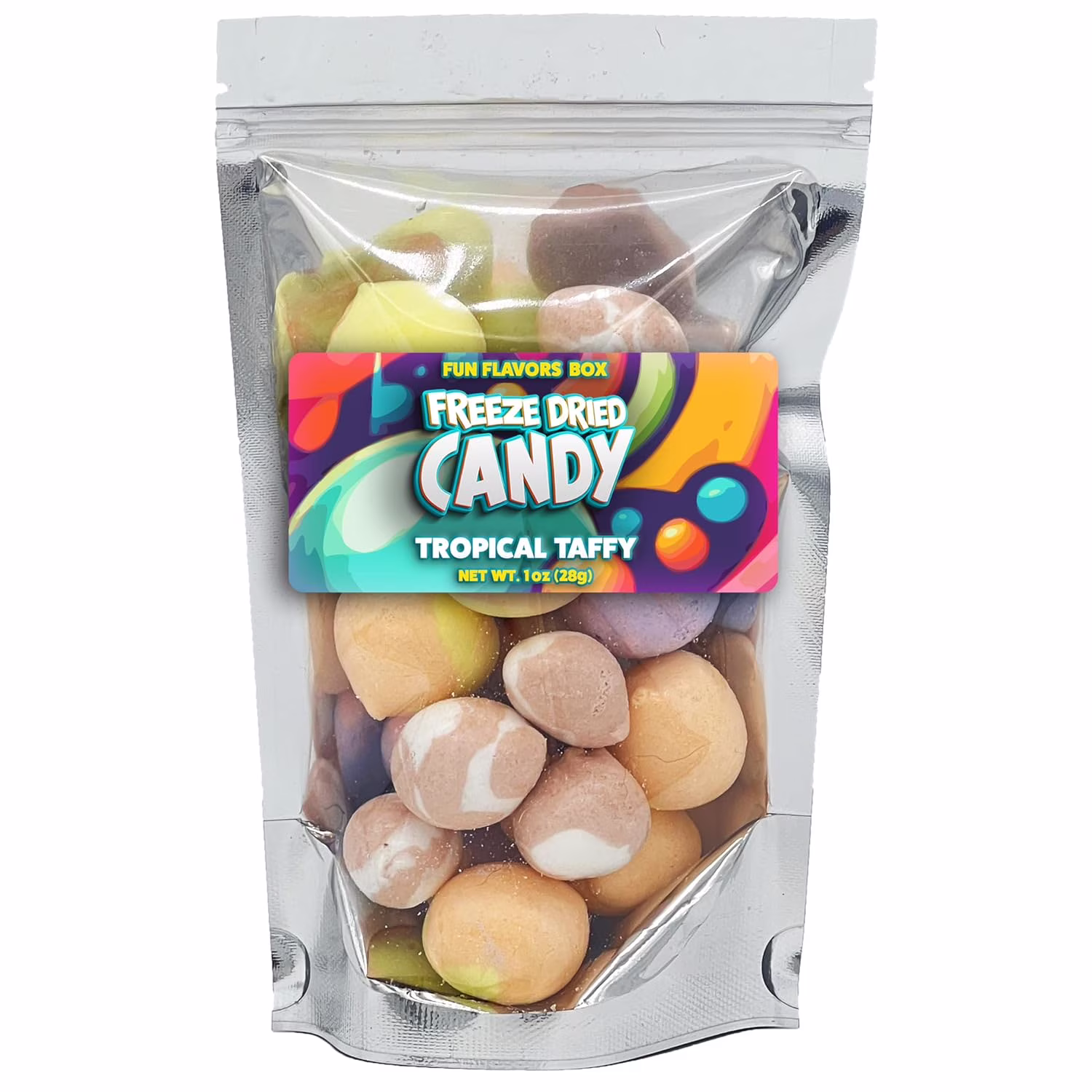 Freeze Dried Candy Tropical Taffy Variety Pack - Crunchy Candy Snack - Space Theme Party Favor Gift Idea, 1 Oz