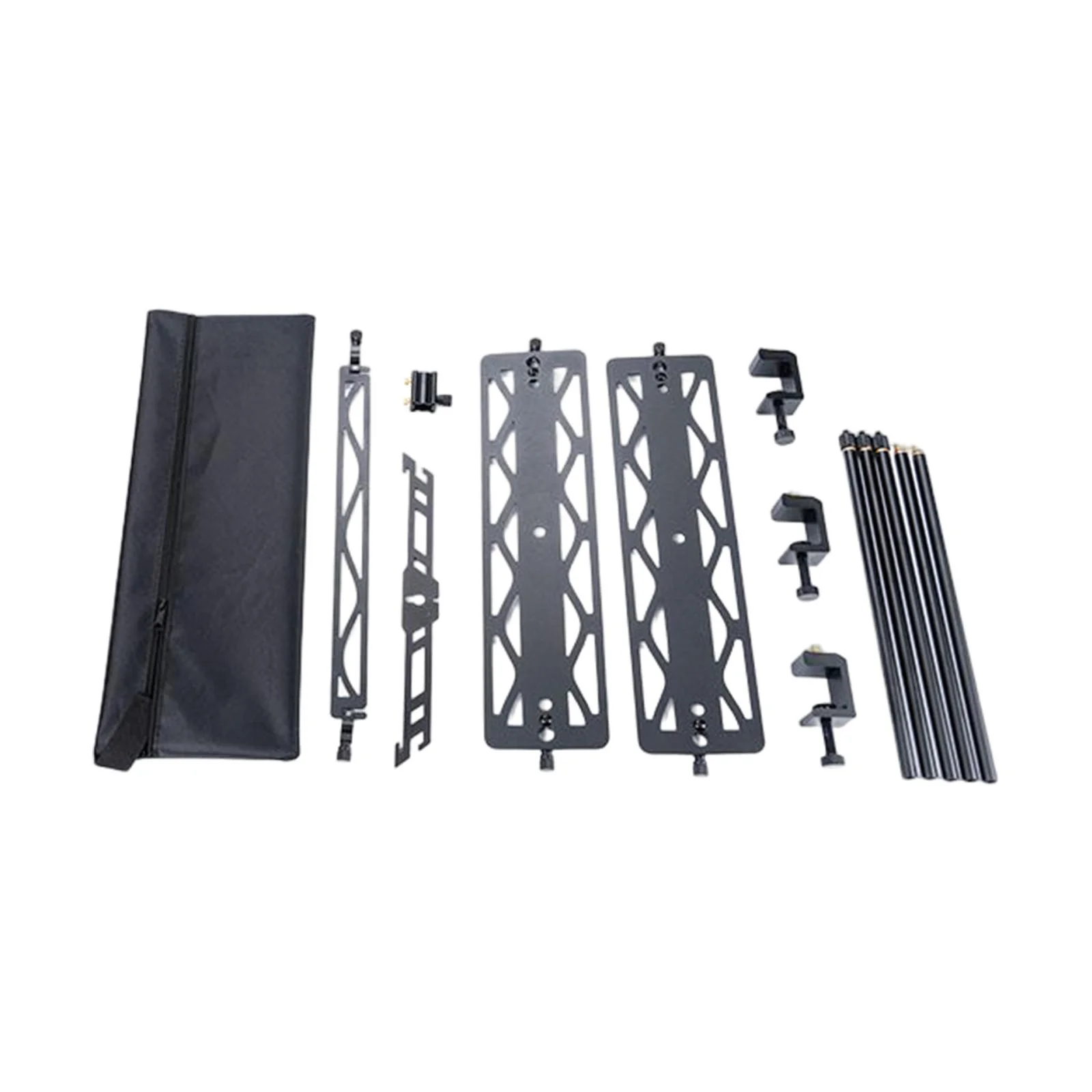 Portable Camping Lantern Stand Cookware Hanging Rack Light Stand with Tabletop Clamp Organizer with Shelf for Barbecue Accessories Supplies