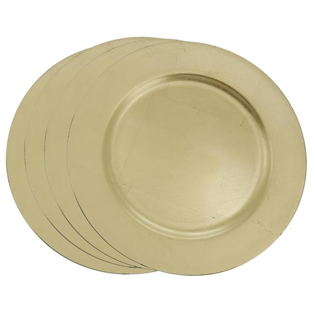 SARO  13 in. Round Classic Design Charger Plate - Gold  Set of 4