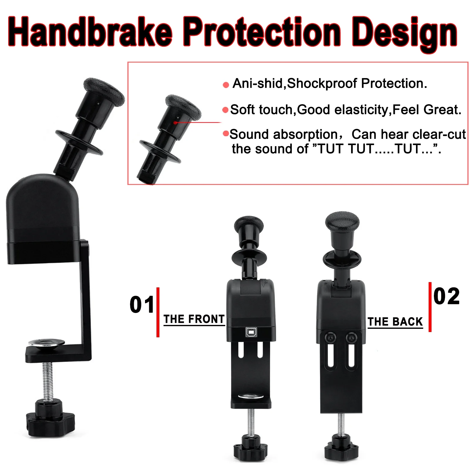 Obokidlyamor Sim Racing Shifter PC USB Truck Hand Brake Upgrade For ETS2 Euro Truck Simulator 2 USB Handbrake Clamp Simracing Games Compatible With G27/G29/G920/G923/Thrustmaster T300RS/GT