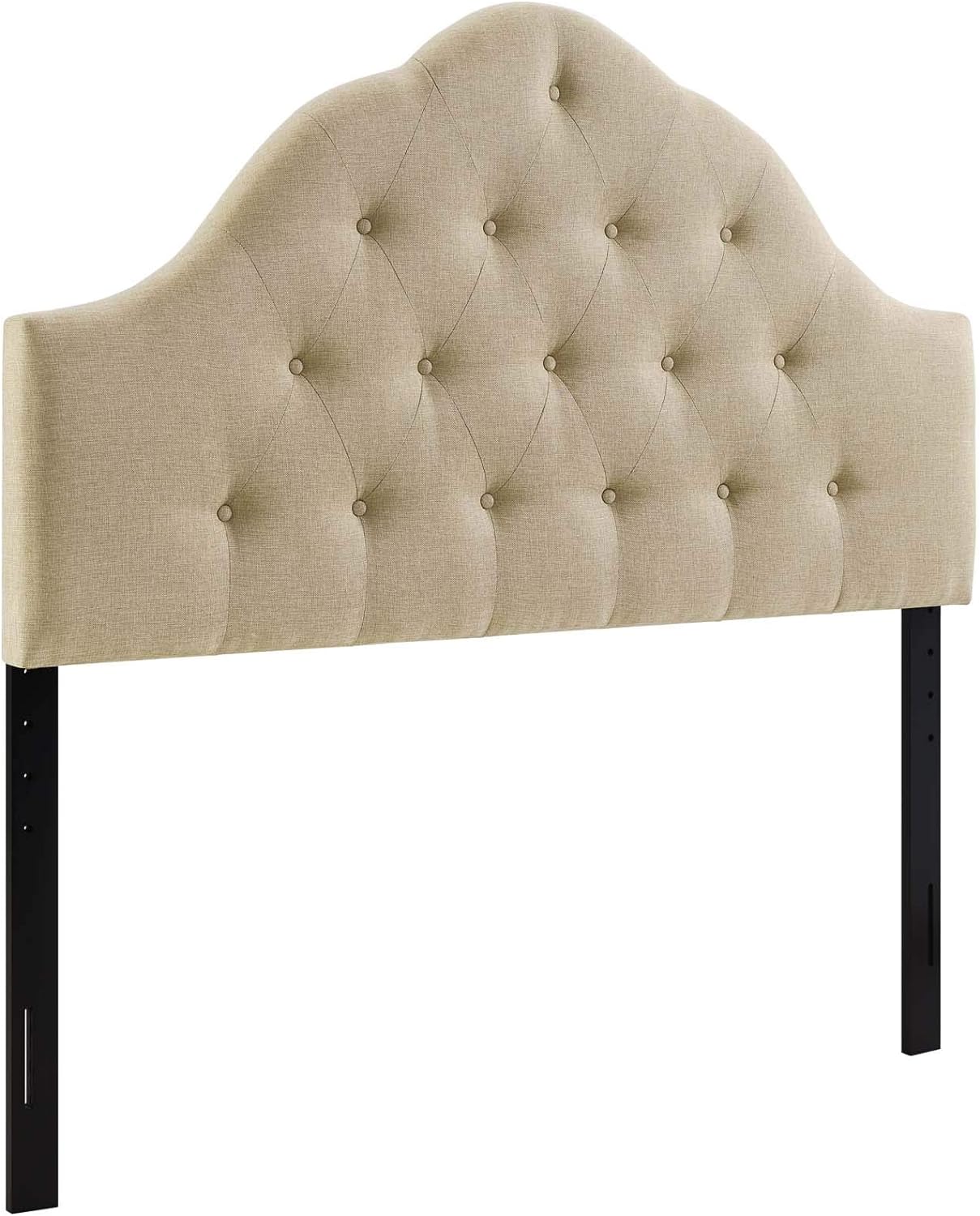 Sovereign Tufted Button Linen Fabric Upholstered King Headboard In Beige