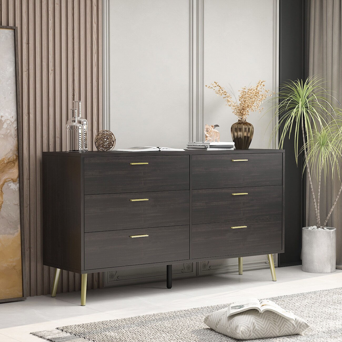 Sideboard Dresser Storage Chest of Drawers for Bedroom Living Room DarkBrown