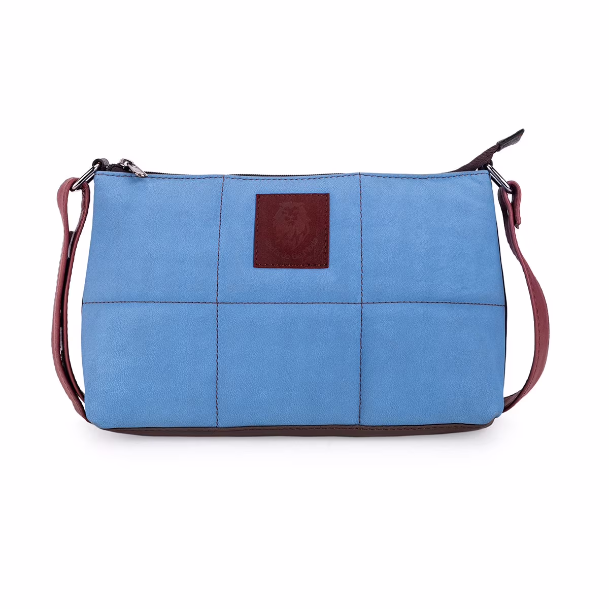 Abelardo PuzzleBlue/Wine Sling Leather Bag -