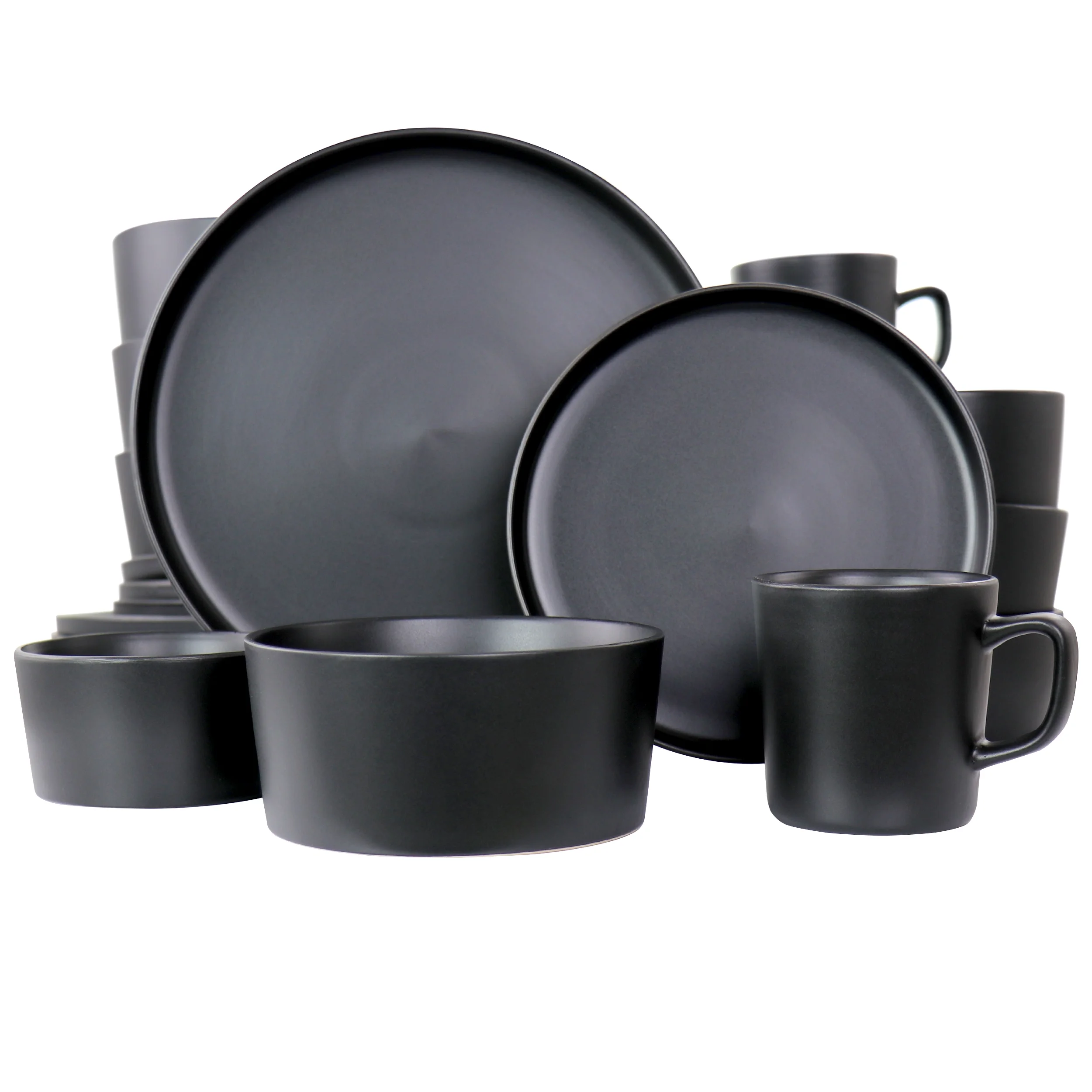 Elama Luxmatte Black 20 Piece Stoneware Dinnerware Set