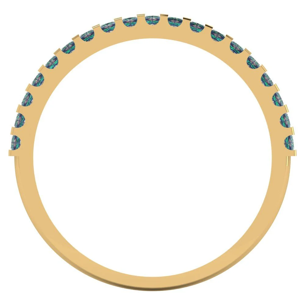 0.29 ct Brilliant Princess Cut Synthetic Moissanite 18K Yellow Gold Stackable Band SZ 11