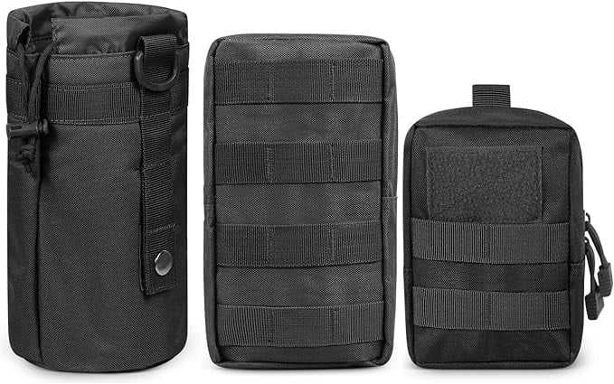 Gogoku 3-Pack Molle Pouch Combo Water Bottle Pouch Holder Tactical Molle Pouches Compact Utility EDC Waist Bag Pack