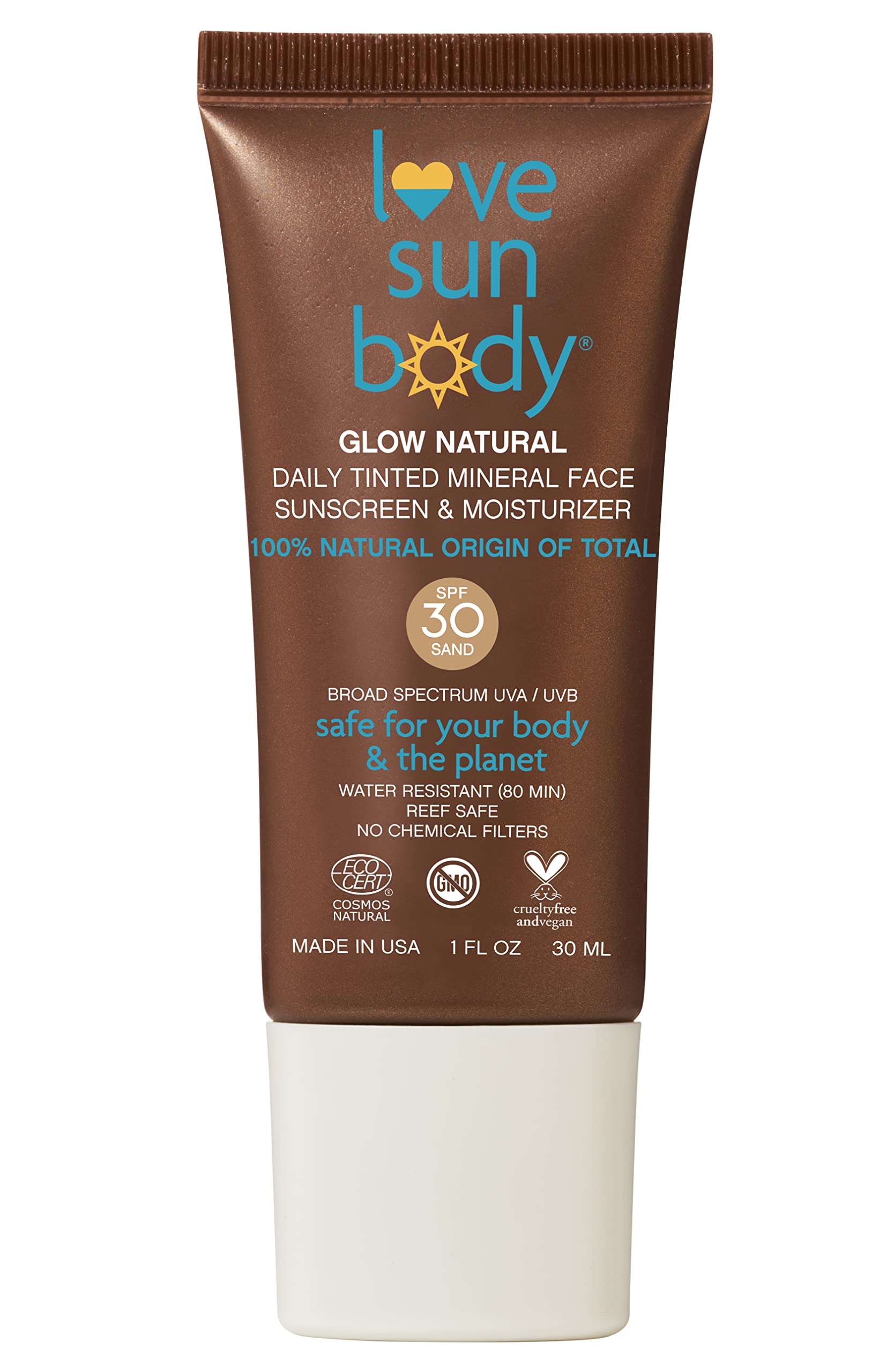 Love Sun Body Glow Natural Daily Tinted Mineral Face Sunscreen  Moisturizer (Sand) SPF30 30ml