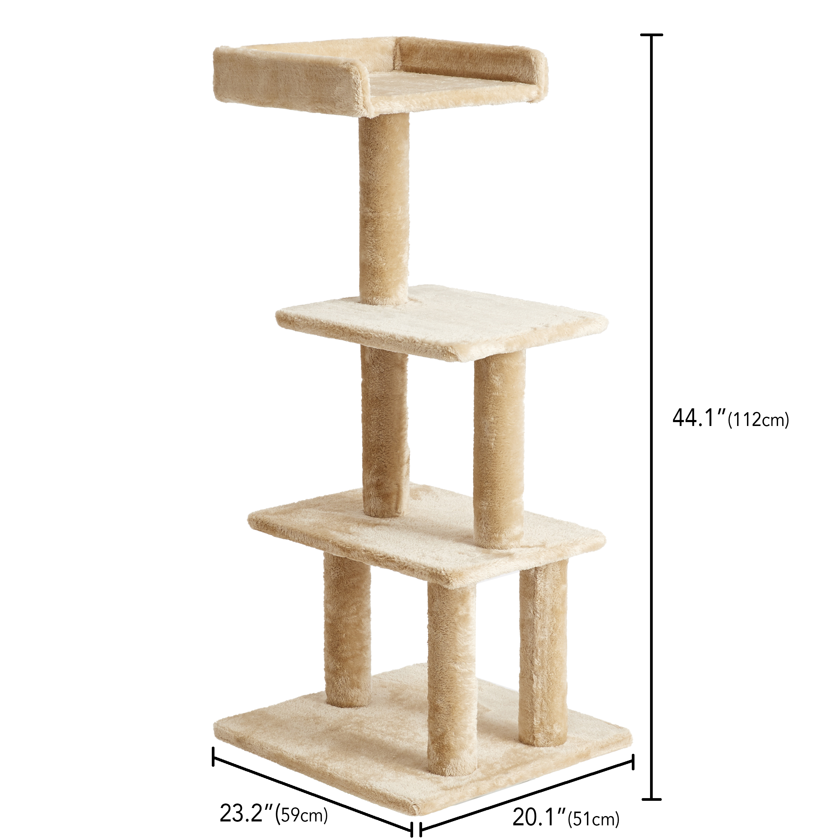 Two by Two Sycamore 44.1-inch Cat Tree, Cat Tower, Scratch Pad & Playground