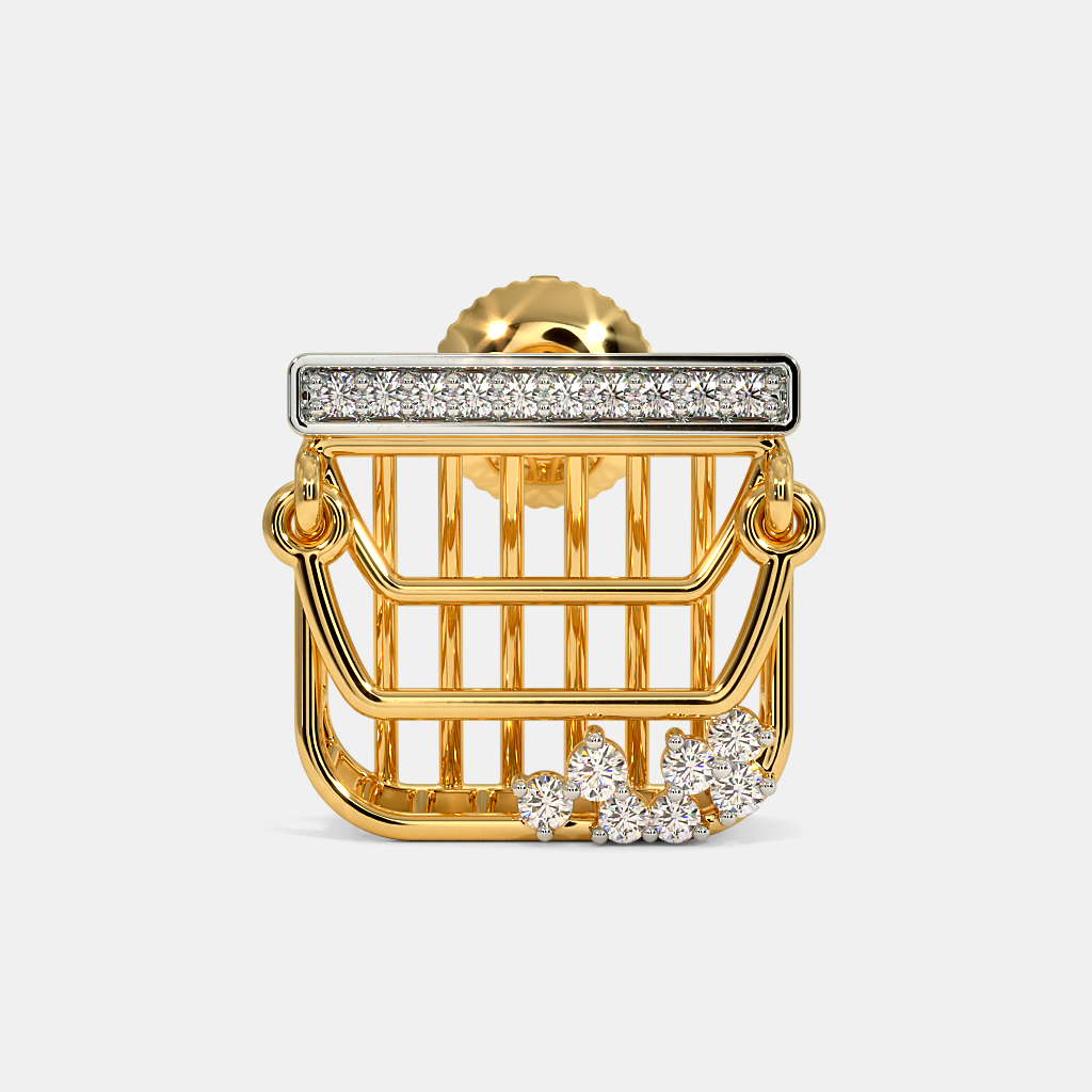 SILBERO INDIA Jacobella Purse Stud Earrings, Diamond Earrings In 18Kt Yellow Gold (5.39 gram) with Diamonds (0.2360 Ct)