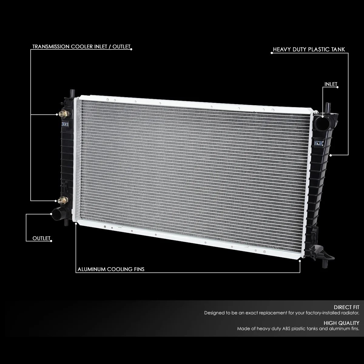 DNA Motoring OEM-RA-2136 Aluminum Radiator For 1997-2004 Ford F150 F250 F350 Super Duty Expedition 98 99 00 01 02 03