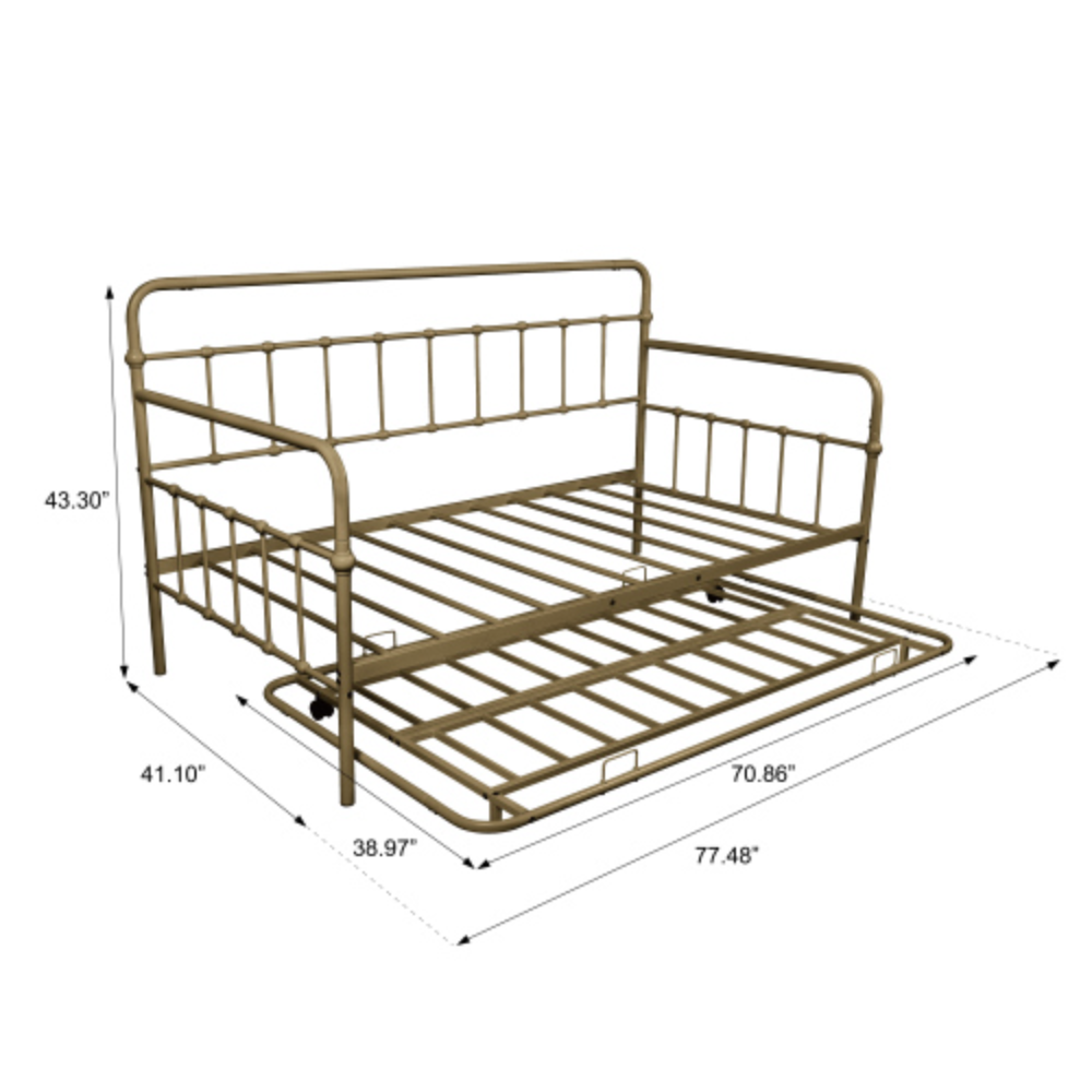 Metal Frame Daybed with trundle Bronze + Metal