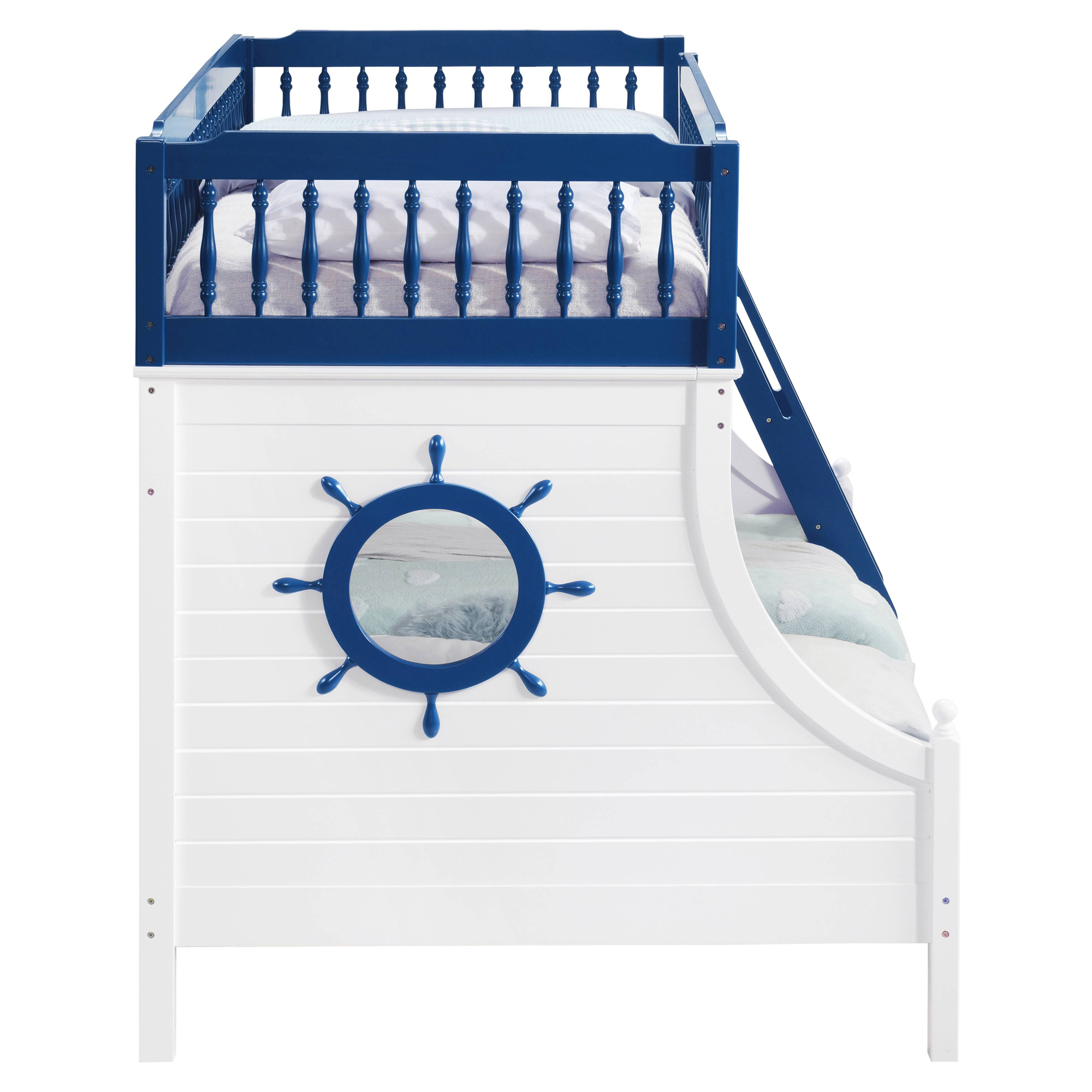 ACME Farah Twin over Full Bunk Bed in Navy Blue and White