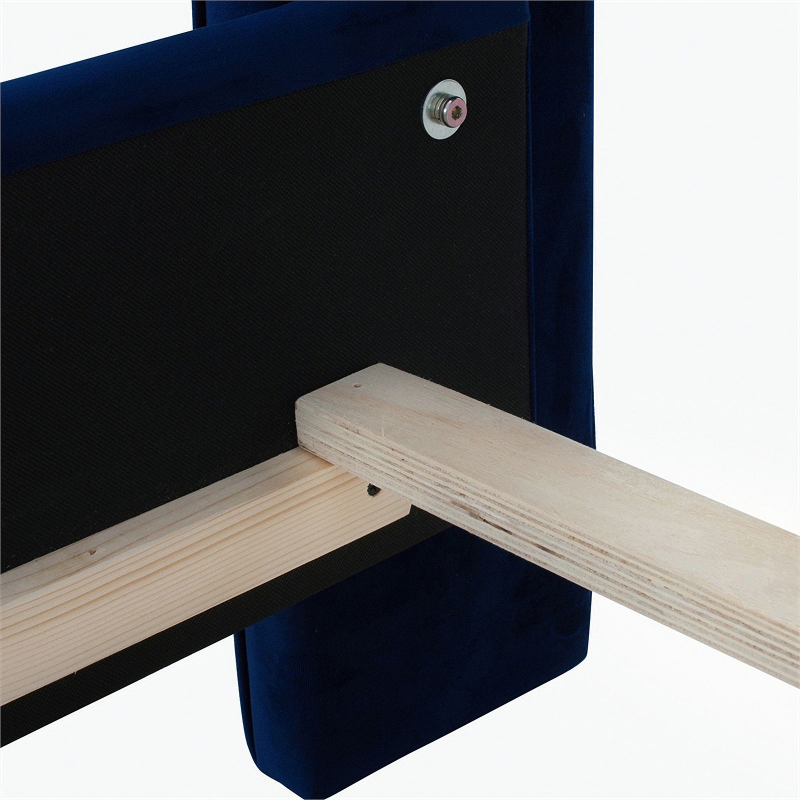 Maklaine Modern Hardwood Tufted Wingback Queen Bed in Navy Blue