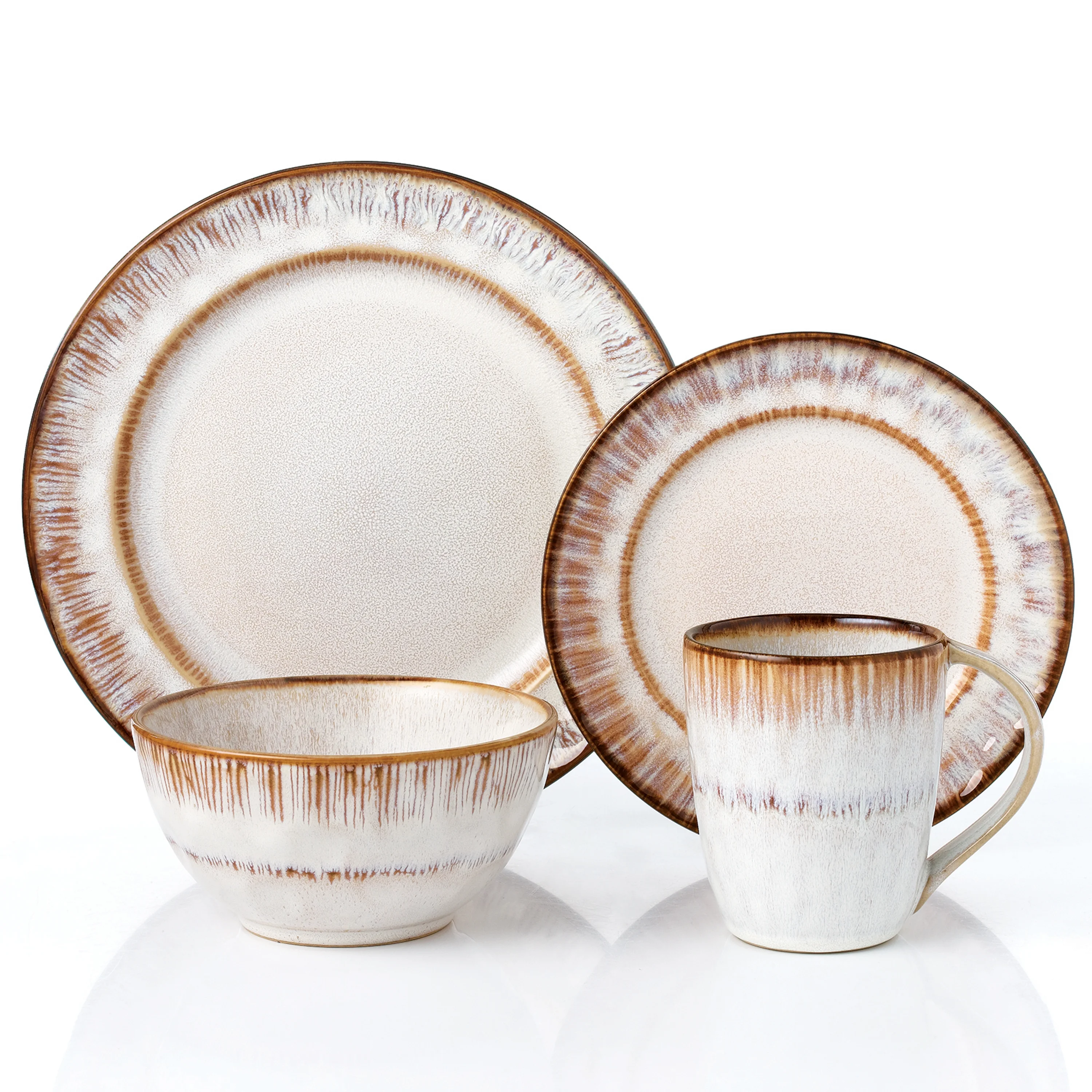 Lorren Home Trends 16 Piece Stoneware Set in Mocca Swirl