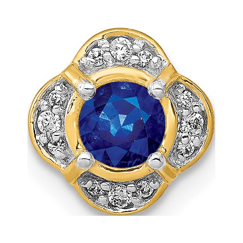 14k 1/20ct. Diamond and .25 Sapphire Fancy Chain Slide QPM3923-SA-005-YA