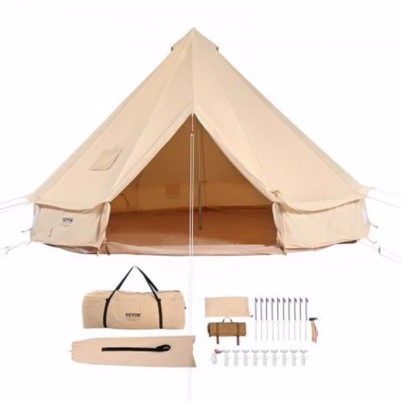 Vevor  4 Seasons 3 m & 9.8 ft. Yurt Canvas Canvas Bell Tent for Camping with Stove Jack