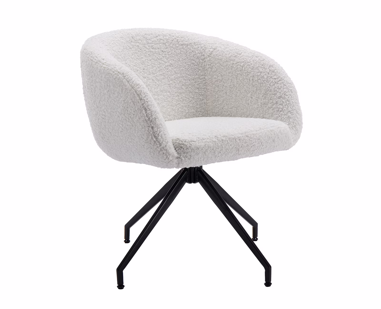 Dayalane Modern Swivel Barrel Dining Chair Set of 1, Sherpa Upholstered Accent Side Chair Makeup Vanity Chair with Back, Wheelless Desk Chair for Dining Room Bedroom Living Room, White