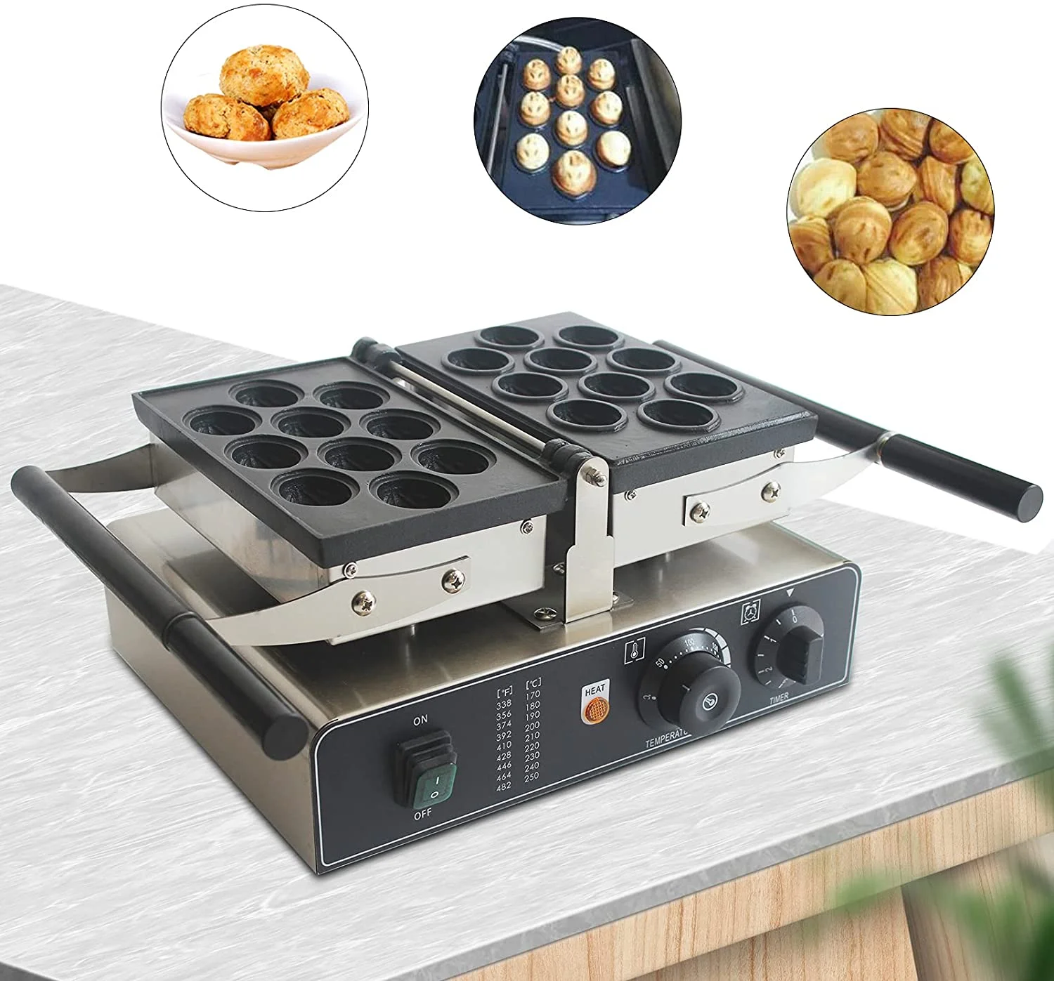 Electric Walnut Shaped Waffle Maker 10 Holes Walnut Crisp Make Non-Stick