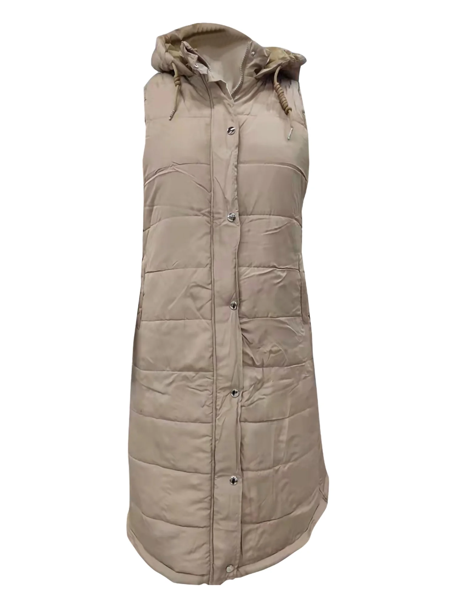 Women's Long Cotton Vest Coat ,Casual Slim Warm Hooded Vest Jacket Lightweight Outerwear