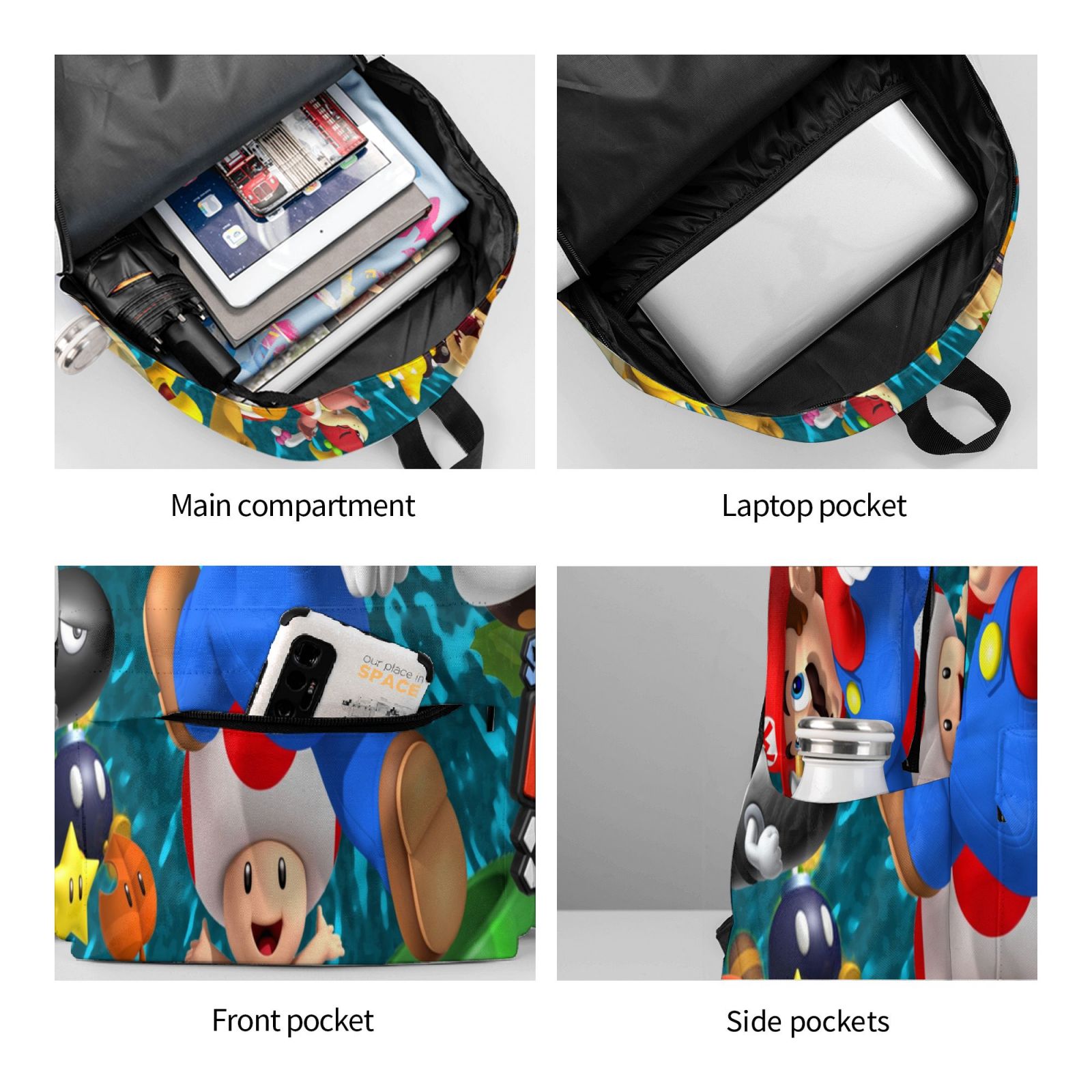 Super Mario Brothers Backpack Laptop Daypack School Shoulders Knapsack Girls Boys Travel Bookbag Unisex Large Capacity Satchel